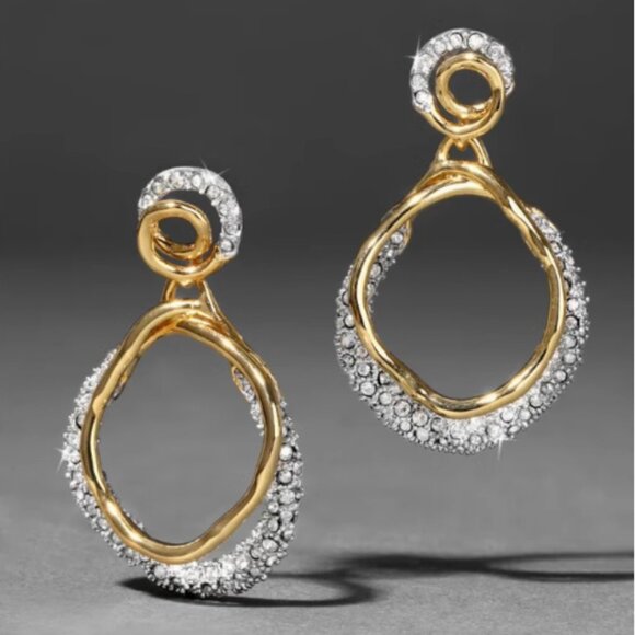 Alexis Bittar Solanales Crystal Orbit Drop Post Earrings Gold Silver